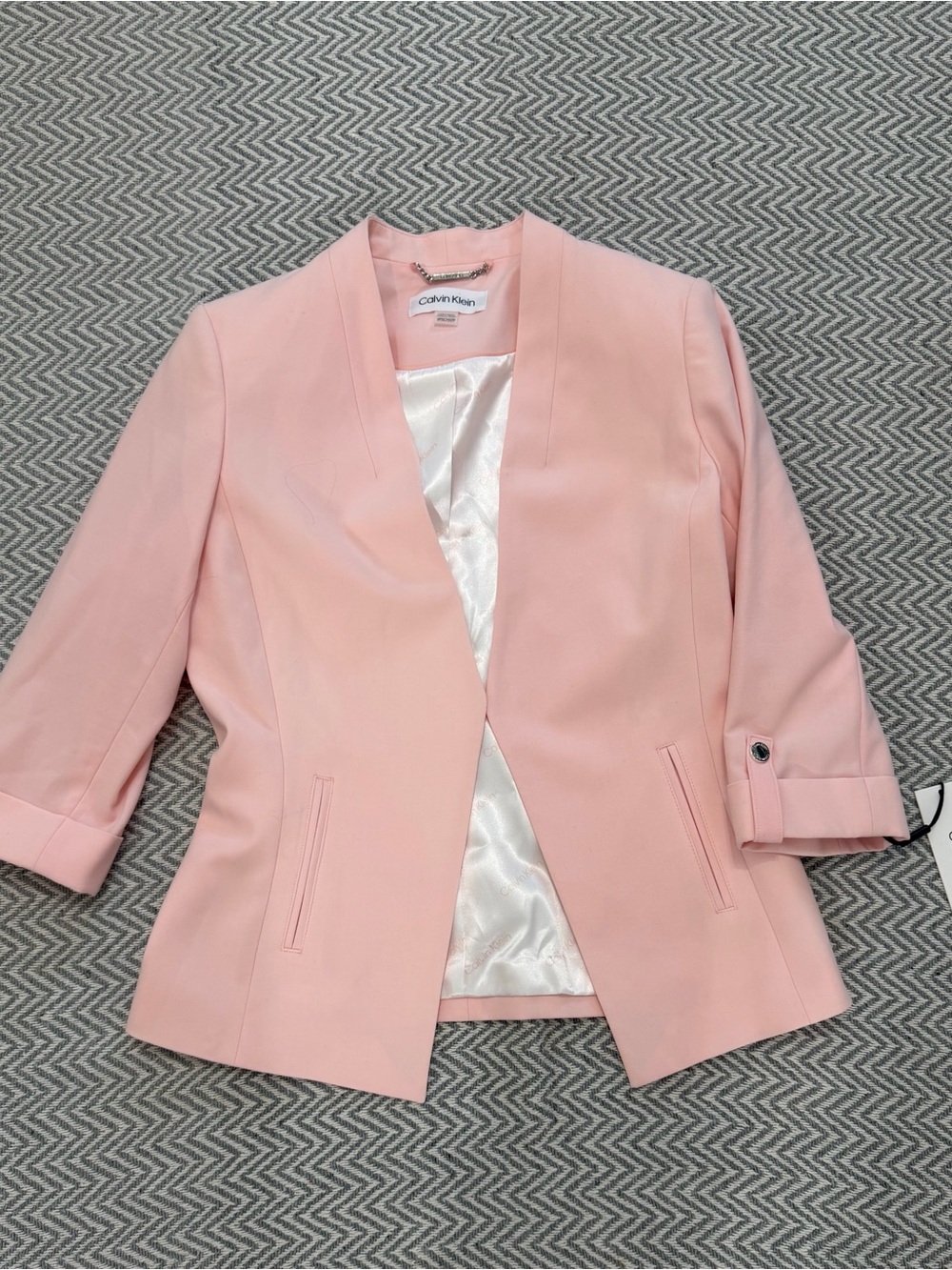 Calvin Klein Pastel Pink Open-Front Blazer